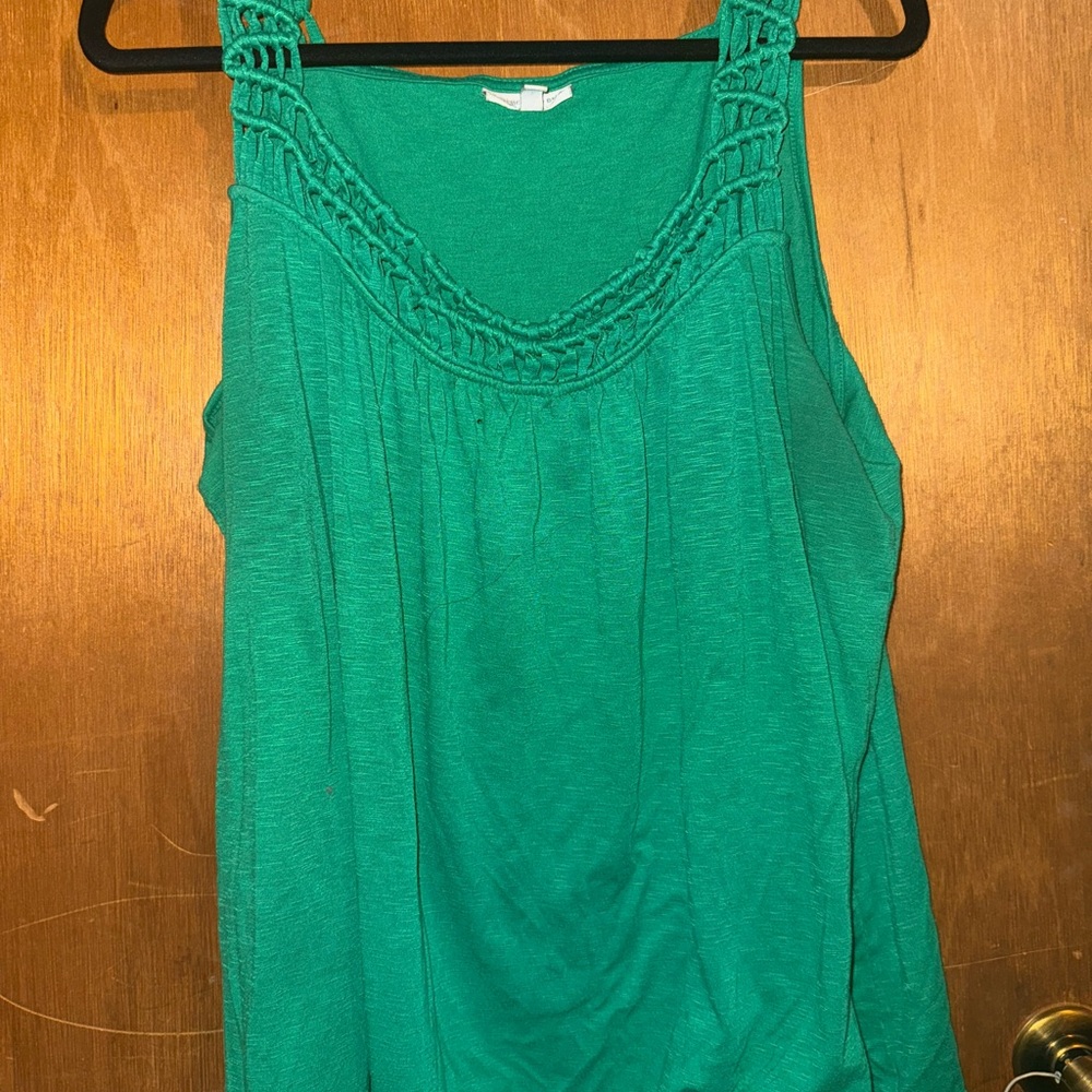 Fashion Bug Green Smocked Sleeveless Tank Top